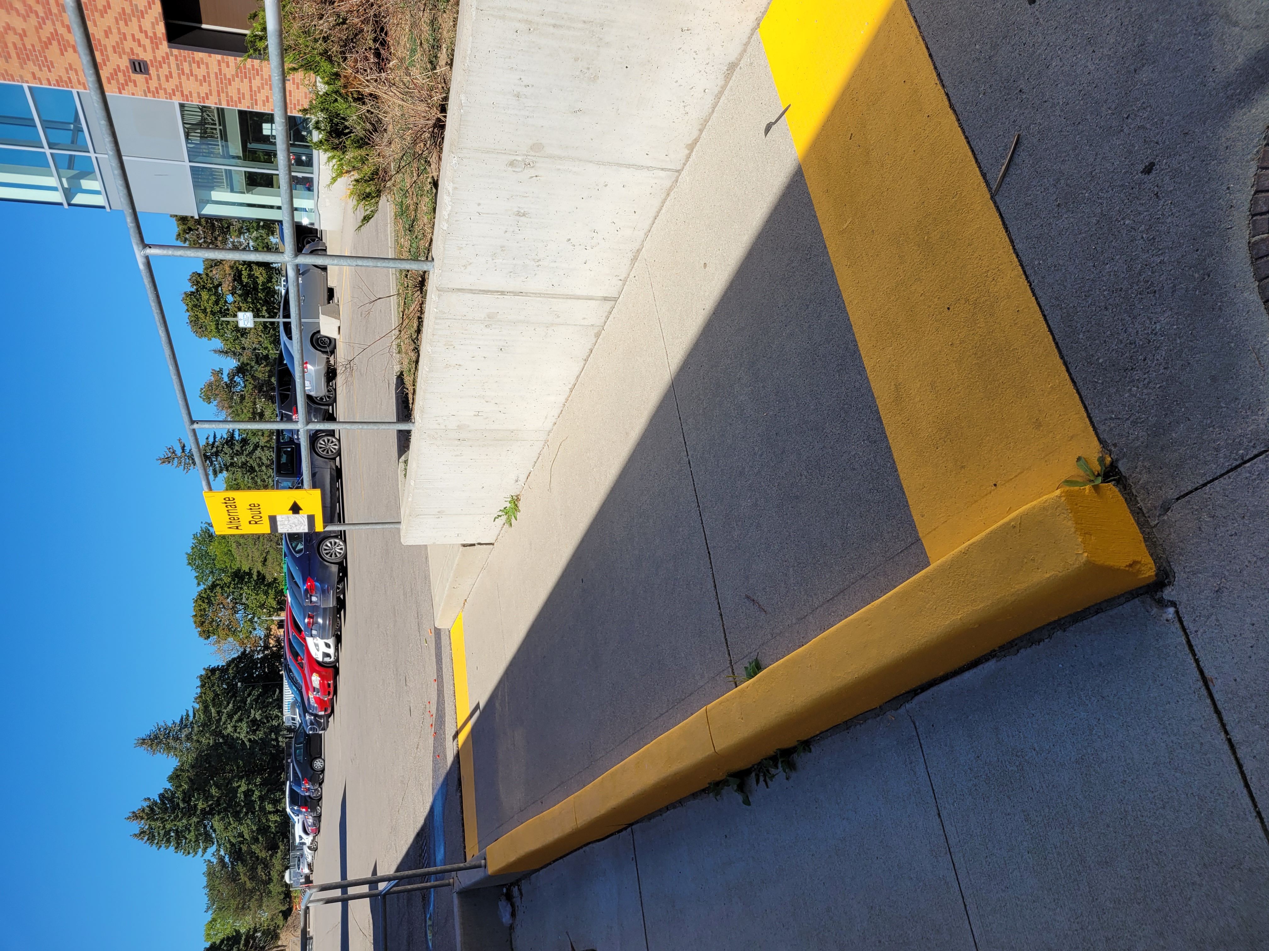 Accessible ramp in a parking lot at the University of Waterloo. 